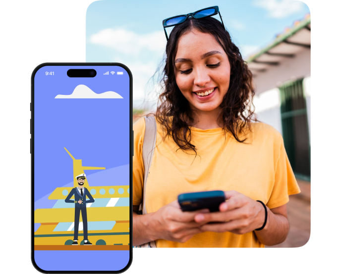 Persona revisando la app en su smartphone
